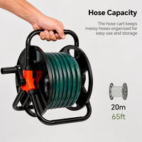 HOMFUL Dévidoir de tuyau d'arrosage portable 20m avec manivelle, chariot manuel compact en PP et cadre en fer pour l'arrosage extérieur