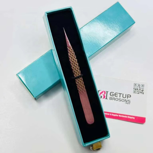 Pinzas de Cejas de Acero Inoxidable con Punta Puntiaguda en Oro Rosa Antiestático de Alta Calidad, Herramienta de Belleza Ecológica y Ligera con Logotipo Personalizado - Product Image 1