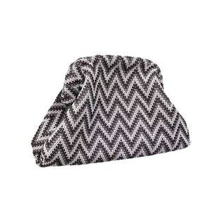 Pochette tricotée à motif chevron en polyester avec fermeture éclair, sac de voyage portable pour cosmétiques pour femmes - Product Image 1