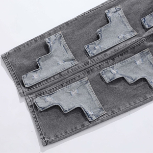 Jeans en denim pour hommes, style vintage, déchirés, décontractés, respirants, de haute qualité, à prix bas, avec logo personnalisé en gros - Product Image 4