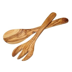 Juego de utensilios ecológicos para servir ensaladas, cuchara y tenedor de bambú natural para servir comida, decoración de cocina y comedor. - Product Image 5