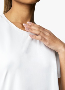 T-shirt d'été personnalisé 100% coton biologique pour femme, coupe ajustée, respirant, tendance, haut à manches courtes pour filles, broderie, chemise pour femme - Product Image 4