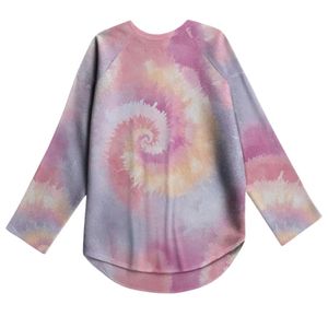 Chemises colorées style tie-dye pour femmes, col rond, manches longues et larges, haut confortable, décontracté et léger - Product Image 3
