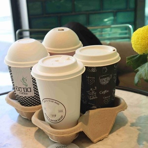 Sustainable Cup Carrier Trays for Juice Bars and Coffee Shops 4-Pack <b>Drink</b> <b>Holders</b> for Food Delivery and Catering Beverage Pack - Product Image 1
