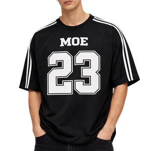 Camiseta Deportiva de Fútbol Americano de Manga Corta con Rayas Minimalistas de Poliéster, Número Personalizado, Estilo Urbano, Producción al por Mayor - Product Image 5