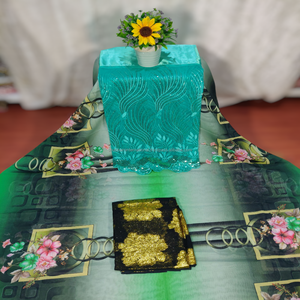 Conjunto de Dirac Somalí de Lujo, Color Blanco y Gris, Fondo con Estampado Floral Digital Negro - Product Image 6