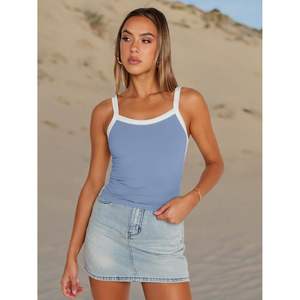 À la mode femmes Double doublé débardeurs Ins Spaghetti sangle col carré Camisole sans manches dos nageur recadrée vêtements d'été pour - Product Image 5