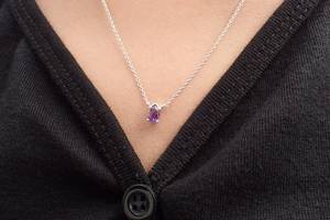 Collier artisanal de créateur en argent sterling 925 avec améthyste naturelle, bijoux raffinés pour femmes, pour mariages, personnalisable - Product Image 3