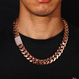 12mm Mens 925 Silver Rose Gold Cuban Link Chain High Polish Luxury <b>Statement</b> <b>Necklace</b> Heavy Curb Chain Hip Hop Jewelry for Men - Product Image 5