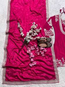 Traje Sharara de Tela Chinon de Diseño Exclusivo, Ideal para Fiestas y Festivales, Colección Étnica Moderna, Productos de Calidad de Exportación - Product Image 3