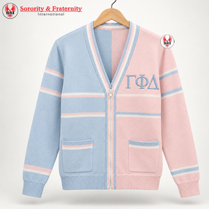Cardigan en tricot pour femme Gamma Phi Delta Sorority, style décontracté, imprimé floral, 100% polyester - Product Image 6
