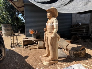 Sculpture en bois massif Indiana, sculpture de cowboy, Thaïlande - Product Image 5