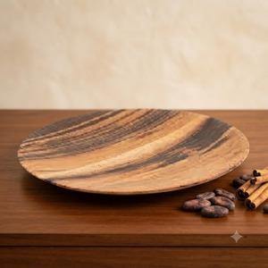 Plato Redondo de Madera Ecológico Desechable para Servir en Bodas, Diseño Moderno Hecho a Mano, Acabado Pulido, Madera Sólida - Product Image 3