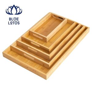 BEST SELLER Plateau de service en bois écologique de haute qualité, plateau de rangement rectangulaire moderne haut de gamme, plateau de fête - Product Image 1