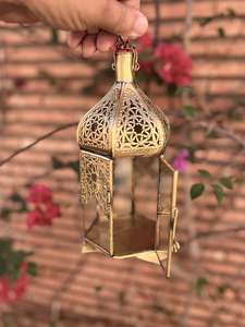 High Quality <b>Moroccan</b> Brass Lantern With Glass Panel Antique Design Golden Finish Home <b>Decoration</b> Durable Candle Holder Lantern - Product Image 6