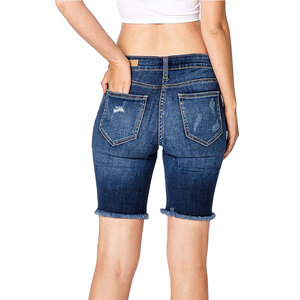 Shorts en jean pour femmes style streetwear Harajuku, coupe ample, color block personnalisé, vente en gros, directement de l'usine, Y2K - Product Image 3