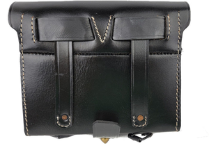 Vintage Style <b>Black</b> Leather Pouch Handcrafted Historical Reenactment Gear & Decorative Storage Case with Brass Detail - Product Image 3