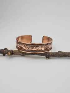 Bracelet de manchette ajustable en cuivre massif magnétique, gravé et imprimé, style traditionnel, pour hommes et femmes, par Glowin fashion - Product Image 6