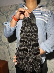 Cabello Humano Rizado Indio con Cutículas Alineadas, de un Solo Donante, Sin Procesar, Cabello de Templo, Doble Trama a Máquina, Cabello Grueso - Product Image 3