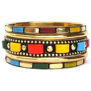 Bracelets faits à la main de haute qualité en résine, laiton et bois, ensembles variés pour femmes et filles - Product Image 1