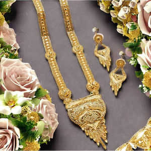 Venta al por mayor 14K 18K 24K chapado en oro formando conjunto de collares largos, joyería tradicional, collares de moda, joyería llena de oro de latón. - Product Image 3