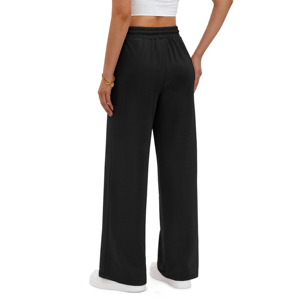 High Waisted Straight Leg Pants <b>Drawstring</b> Waistband Casual Pants Loose Wide Leg Sports Pants <b>Trousers</b> With Pocket - Product Image 3