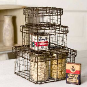 Metal Wire Hanging <b>Storage</b> <b>Basket</b> Bowl Shape With Handles For Fruit Holder Rustic Style Food <b>Storage</b> <b>Baskets</b> - Product Image 5