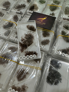 ซัพพลายเออร์ขนตาปลอมคุณภาพสูง 3D-20D ขายส่งขนตาต่อแบบแฮนด์เมด ความยาวผสม สีน้ำตาล ขนตา CC/DD/L/M Curl - Product Image 3