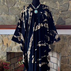 ชุดเดรสคาฟทันผ้าเรยอนย้อมสีแบบชิโบริ ไซส์พลัส ชุดคลุมสำหรับพักผ่อน สวมใส่สบายสไตล์โบโฮ ชุดลำลองสำหรับผู้หญิง - Product Image 1