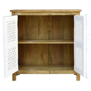 Indian <b>Rustic</b> Shaker Wood Living Room <b>Cabinet</b> with Metal Mesh Storage Sideboard for Home Bar - Product Image 2