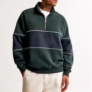 Sudadera de hombre de corte holgado con cremallera de un cuarto, estilo urbano, casual, de manga larga, de punto, de poliéster y algodón - Product Image 2