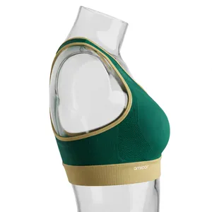Amkoor Women's Green Sports <b>Bra</b> Wire Free Adjustable Straps Breathable Knitted Criss-Cross Back Supportive Full <b>Cup</b> - Product Image 5