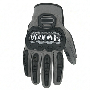 Gants de moto en cuir noir avec protection rigide des phalanges et paume renforcée pour la conduite tactique 2026 - Product Image 2