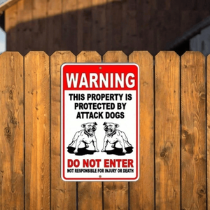 Plaque murale décorative de sécurité en métal CIFbuy « Chien d'attaque » pour la maison, compatible TikTok, pour le service de retrait Temu - Product Image 1