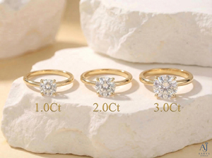 Anillo de Compromiso de Platino y Oro con Moissanita para Mujer, Corte Redondo, Solitario, Anillo de Boda de Cuatro Puntas, Lujoso - Product Image 5