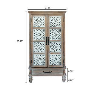 Mobiletto Alto in Legno Rustico 55.12 Pollici, Versatile Organizzatore per Buffet e Dispensa con Tocco Decorativo - Product Image 6