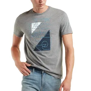 Kaus cetak kustom pria trendi kualitas tinggi 100% kaus grafis katun alami dengan Logo desain musim panas unik dari India