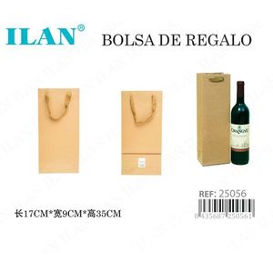 Sacchetto di Carta Kraft 17x9x35 Cm per Bottiglia di Vino, Borsa Regalo - Product Image 3