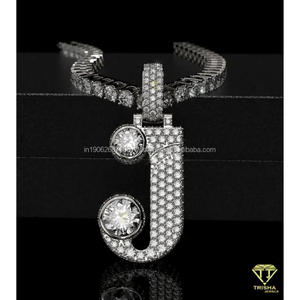 Lab Grown Diamond <b>Initial</b> Pendant <b>Necklace</b> 925 Sterling <b>Silver</b> Custom Charm Personalized <b>Initial</b> Pendants - Product Image 2