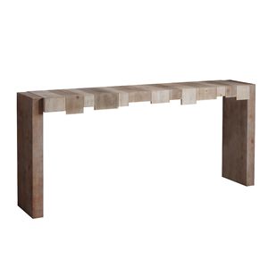 Consolle in Legno Lavorato Stile Rustico Moderno con Elegante Design a Blocchi Sfalsati - Product Image 5