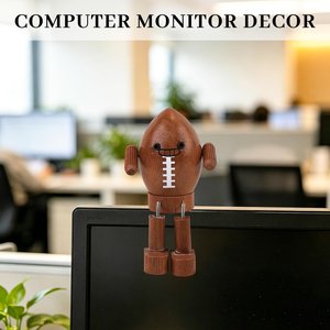 Figurine de robot de football artisanale en bois avec jambes mobiles, accent décoratif de table, décoration de bureau unique, utilisation pour tableau de bord de voiture - Product Image 2