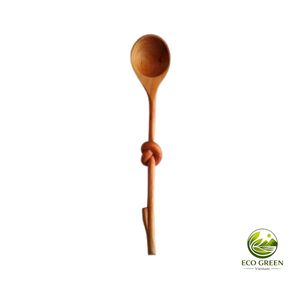 Cuchara de Madera Hecha a Mano con Mango en Forma de Hoja, Cuchara de Madera Ecológica, Utensilio de Cocina Hecho a Mano, Madera Roja Natural - Product Image 2