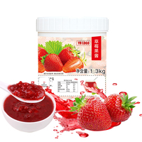 China Hoge Kwaliteit Merk Fruitige Melkthee Ingrediënten Puree Saus Aardbei Bubble Tea Fruitthee Jam Fles 1.3kg Ingrediënten