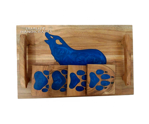 ชุดถาดรองแก้ว4ชิ้นทำด้วยมือถาดเสิร์ฟอีพอกซีเรซินศิลปะเรซินสีฟ้าทำด้วยมือถาดเสิร์ฟสูง - Product Image 4