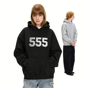 เสื้อฮู้ดโอเวอร์ไซส์สไตล์สตรีทแวร์ผ้าคอตตอนหนานุ่มจากอเมริกา รุ่น 1 1 แบบสวมหัว มีกระเป๋าปักลาย เป็นมิตรต่อสิ่งแวดล้อม ระบายอากาศได้ดี สำหรับผู้ชาย - Product Image 1