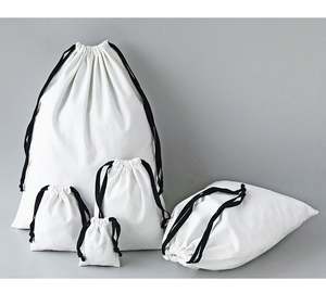 Bolsa Ecológica de Lona de Algodón Blanca de 7*9 cm con Cordón y Cinta de Grosgrain, para Compras - Product Image 6