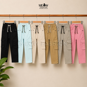 Ready Shipping Stock Cargo Pants for Boys Knee Length Elastic Waist Solid Color Casual Trousers With Patch Pockets Lightweight - Product Image 4