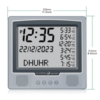 Horloge de prière islamique AL FATIHA avec affichage LCD des 5 heures de prière, horloge de bureau classique avec alarme Athan, calendrier Hijri, horloge numérique Azan