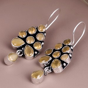 ARTS JEWELS Brass Oxidized Silver <b>Crystal</b> Rhinestone Butterfly Shape Boho Tribal Ethnic Dangle Earrings Handmade Indian Women's - Product Image 4