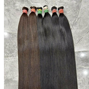 Cheveux humains vierges naturels non traités, trame plate, super double drawn, cuticules alignées, lisses ou ondulés, indiens, 100g - Product Image 6